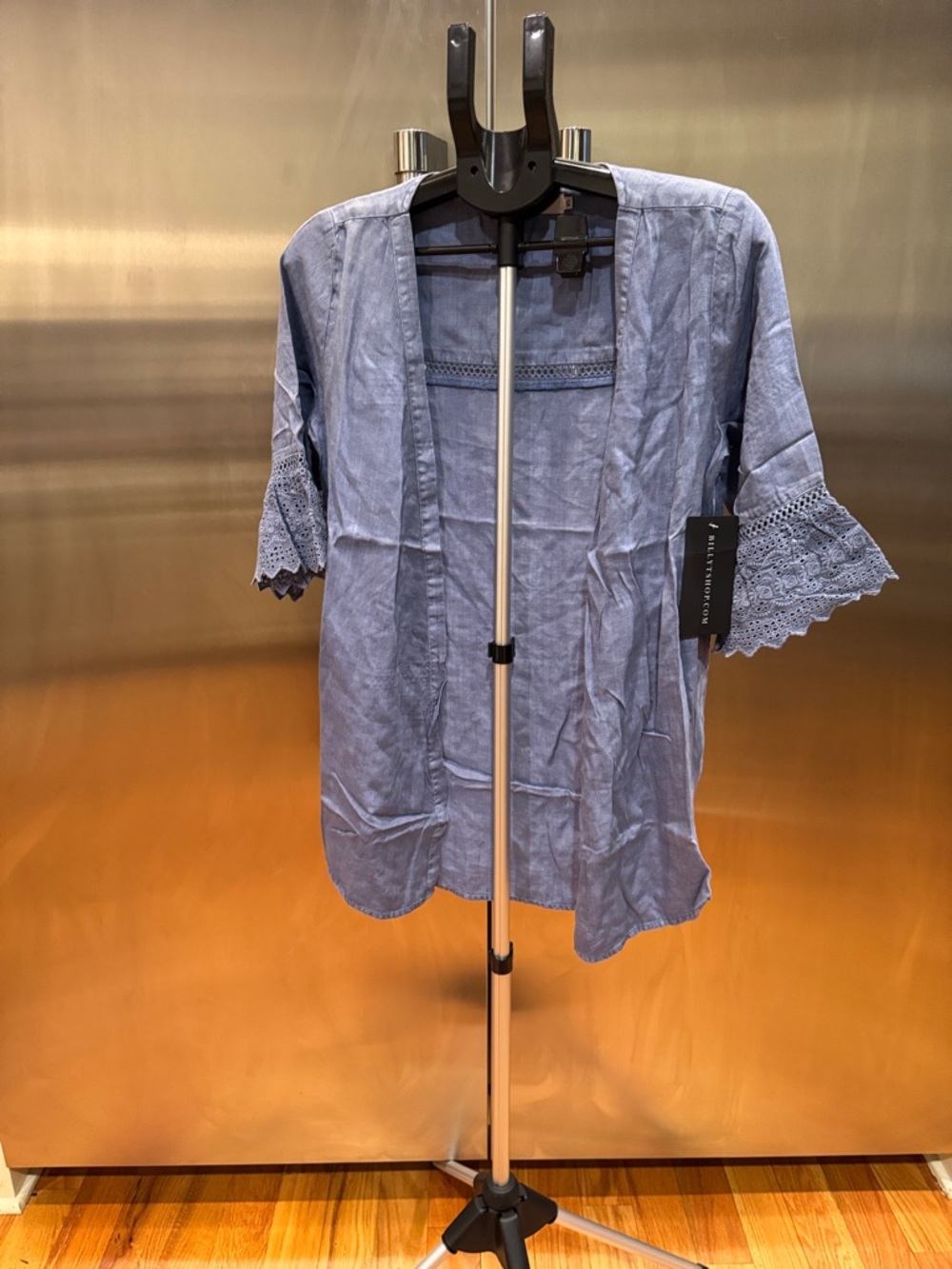 Blue Lace-Sleeve Robe Kimono